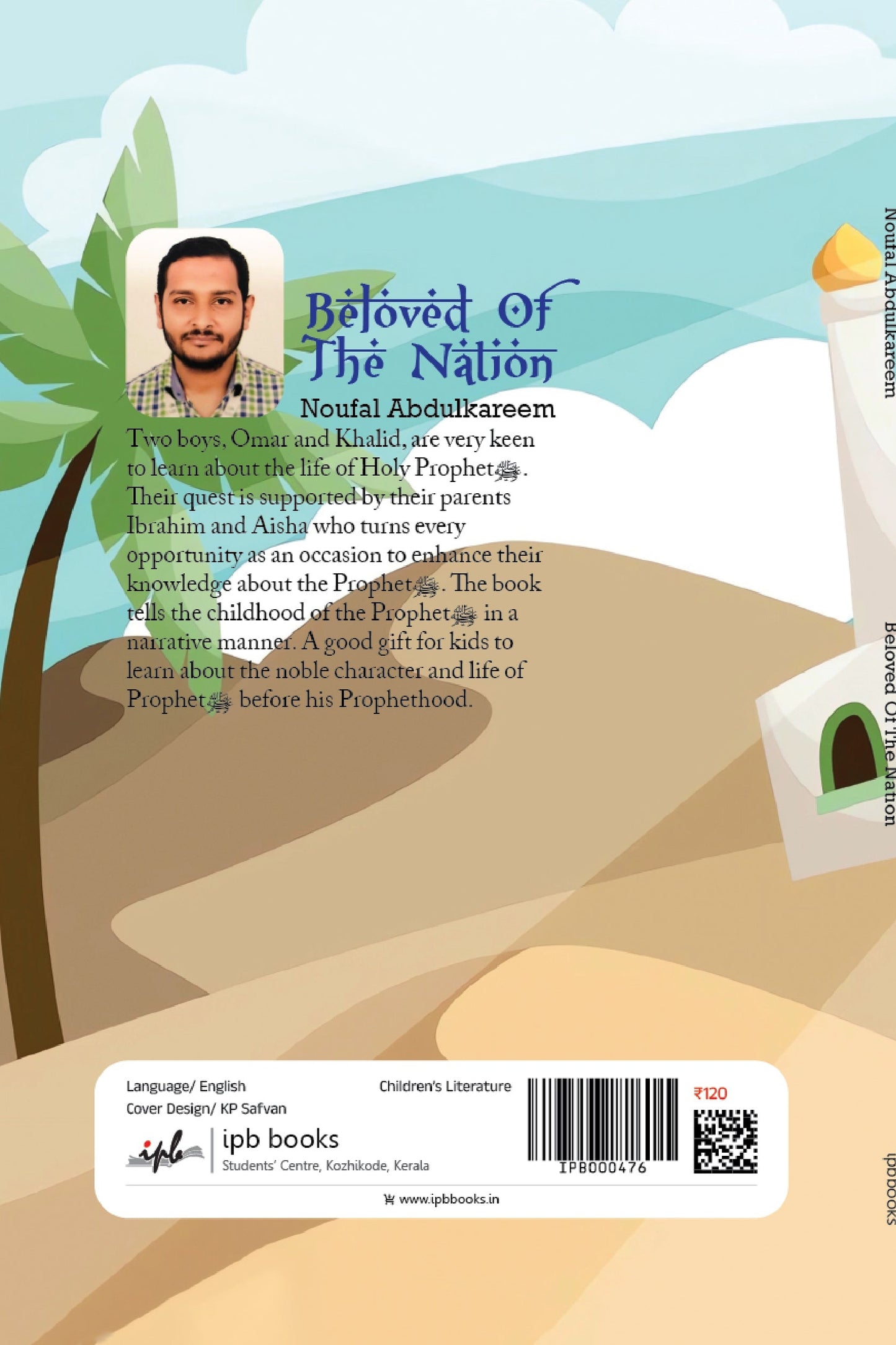 Book cover of 'Beloved of the Nation' with a mosque illustration and desert landscape.