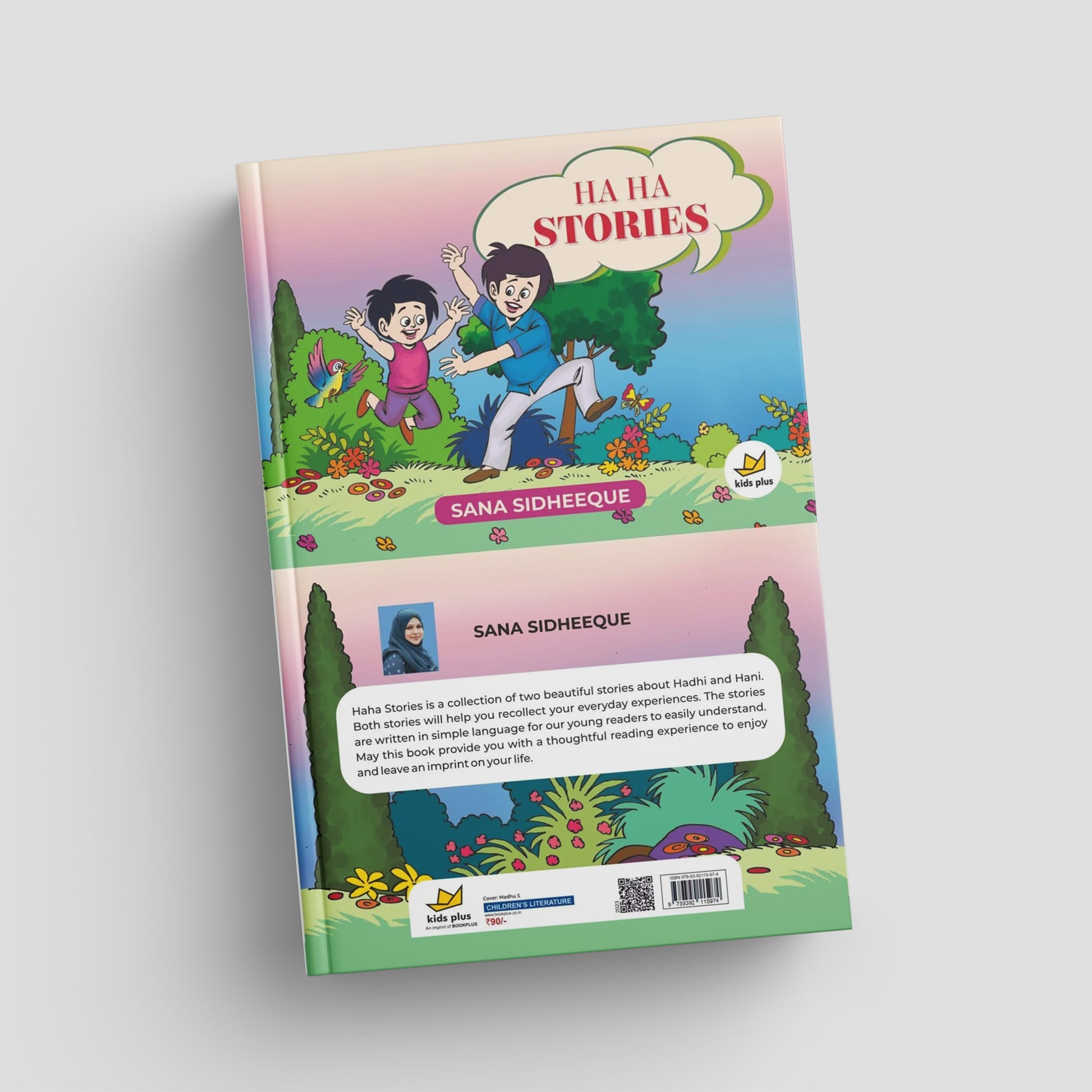 Book cover of 'Ha Ha Stories' by Sana Sidheeqe with colorful illustration of children playing.